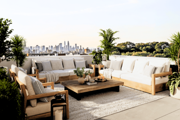 Fulton in ENY Rooftop greenery sitting arrangement