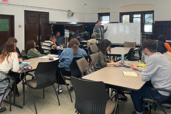 Students are sitting in english class