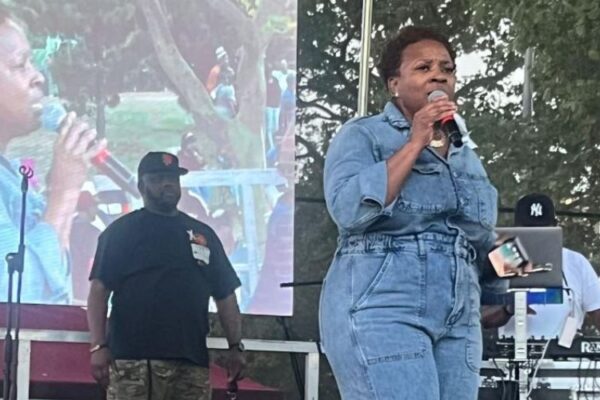 nikki lucas singing on the stage
