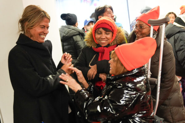 Dina Levy speaking with people of new york