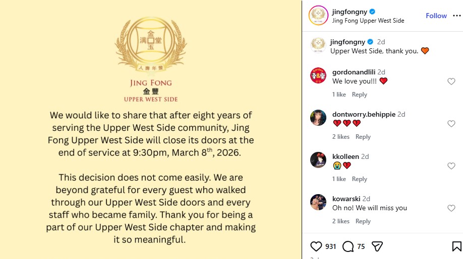 Chinese Spot Closes